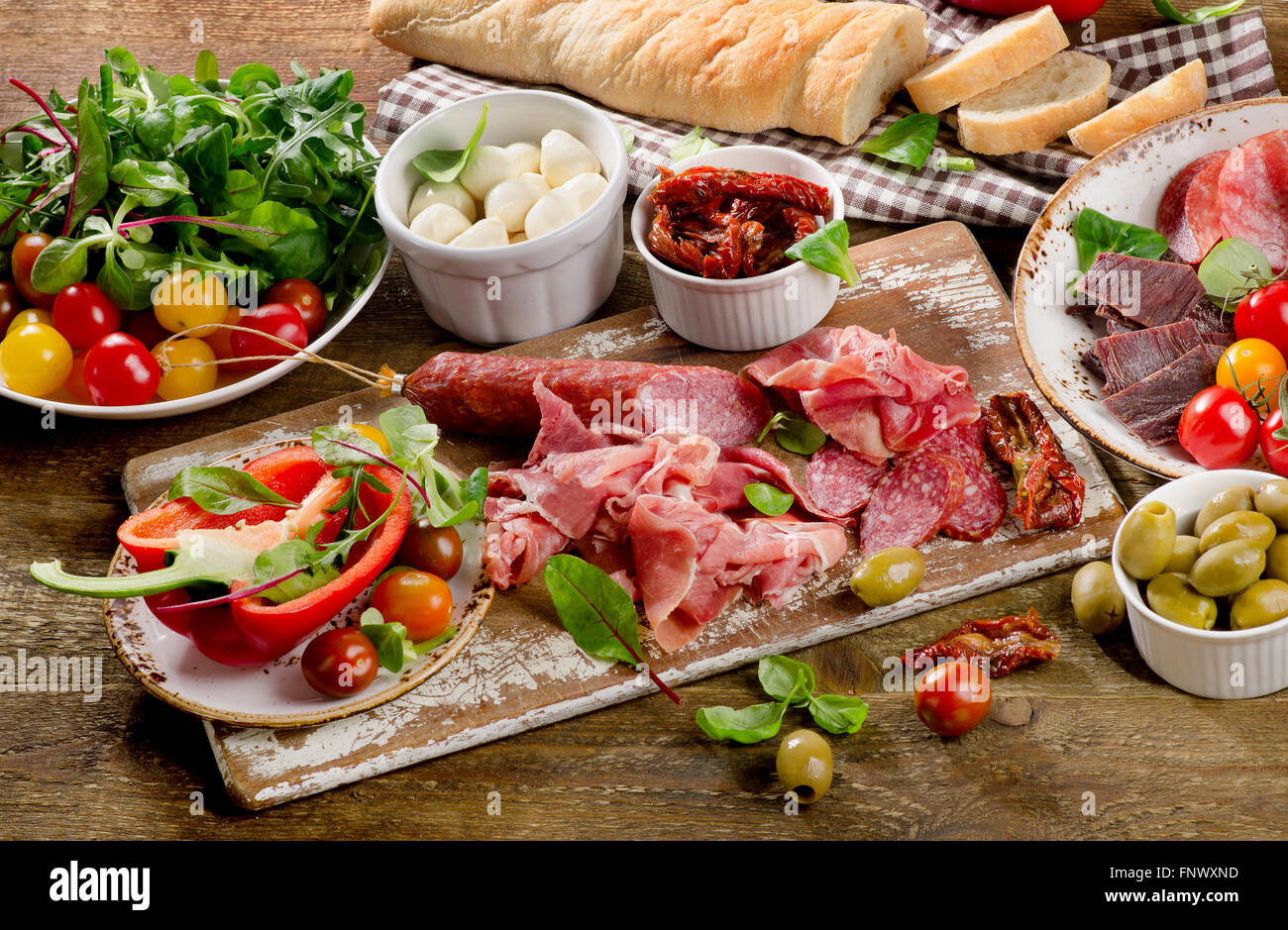 Italian antipasto. Healthy eating. Top view Stock Photo Alamy