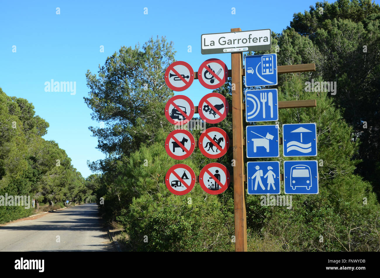 abundance of traffic signs near El Saler, Valencia, Spanje Stock Photo