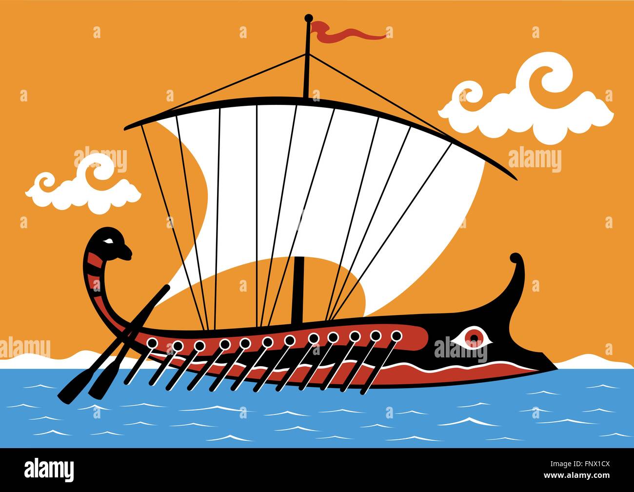Ancient Greek trireme Stock Vector