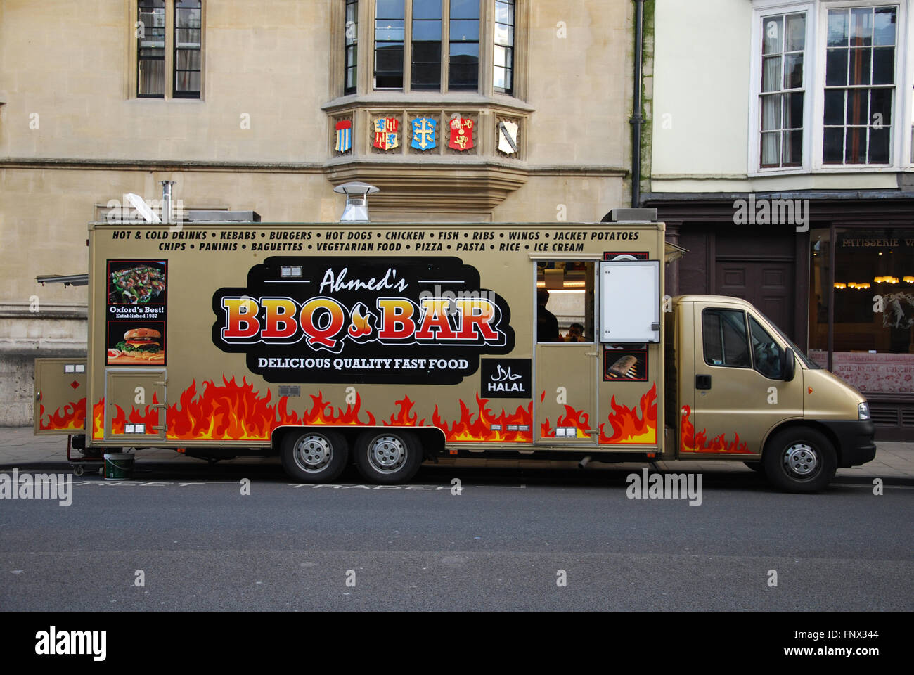 Ahmeds Bbq Truck Oxford Town Center United Kingdom Stock