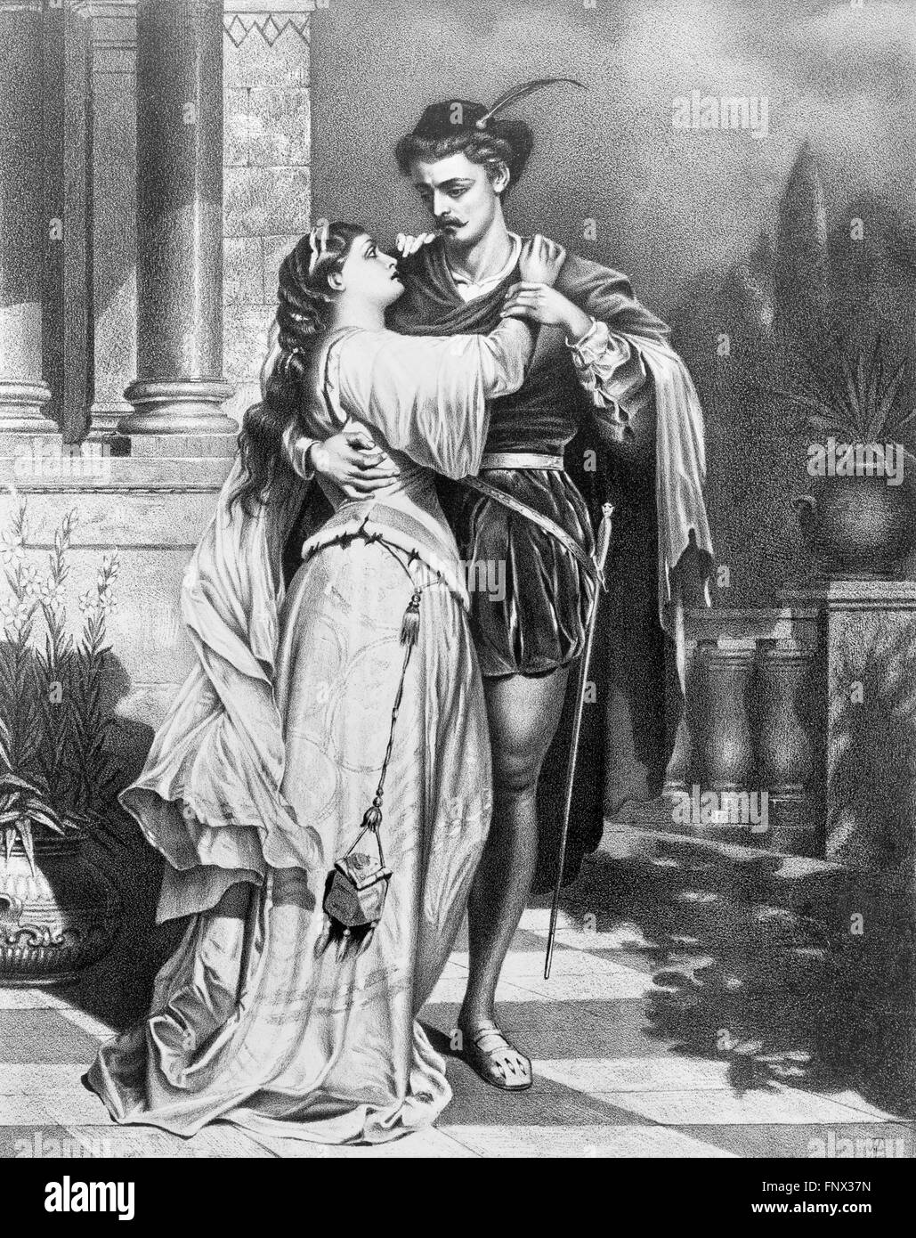 Romeo and Juliet. A 19thC poster advertising Shakespeare's 'Romeo and Juliet', 1879. Stock Photo