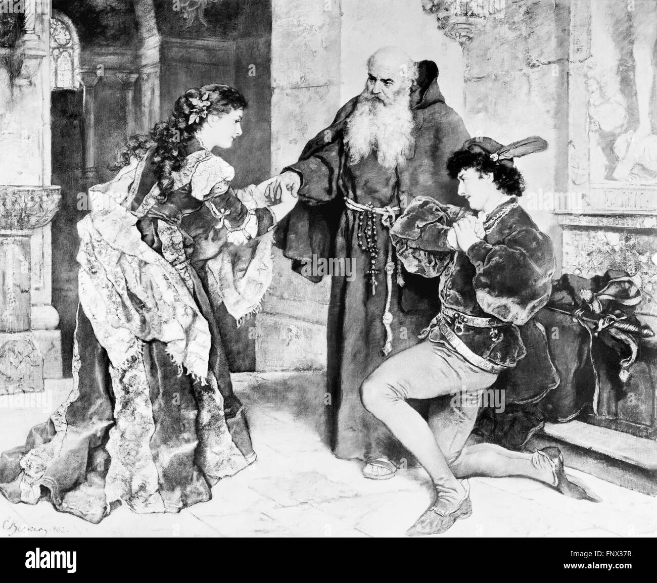 William Shakespeare's 'Romeo and Juliet', an early 20thC photograph of a painting dated 1882 Stock Photo