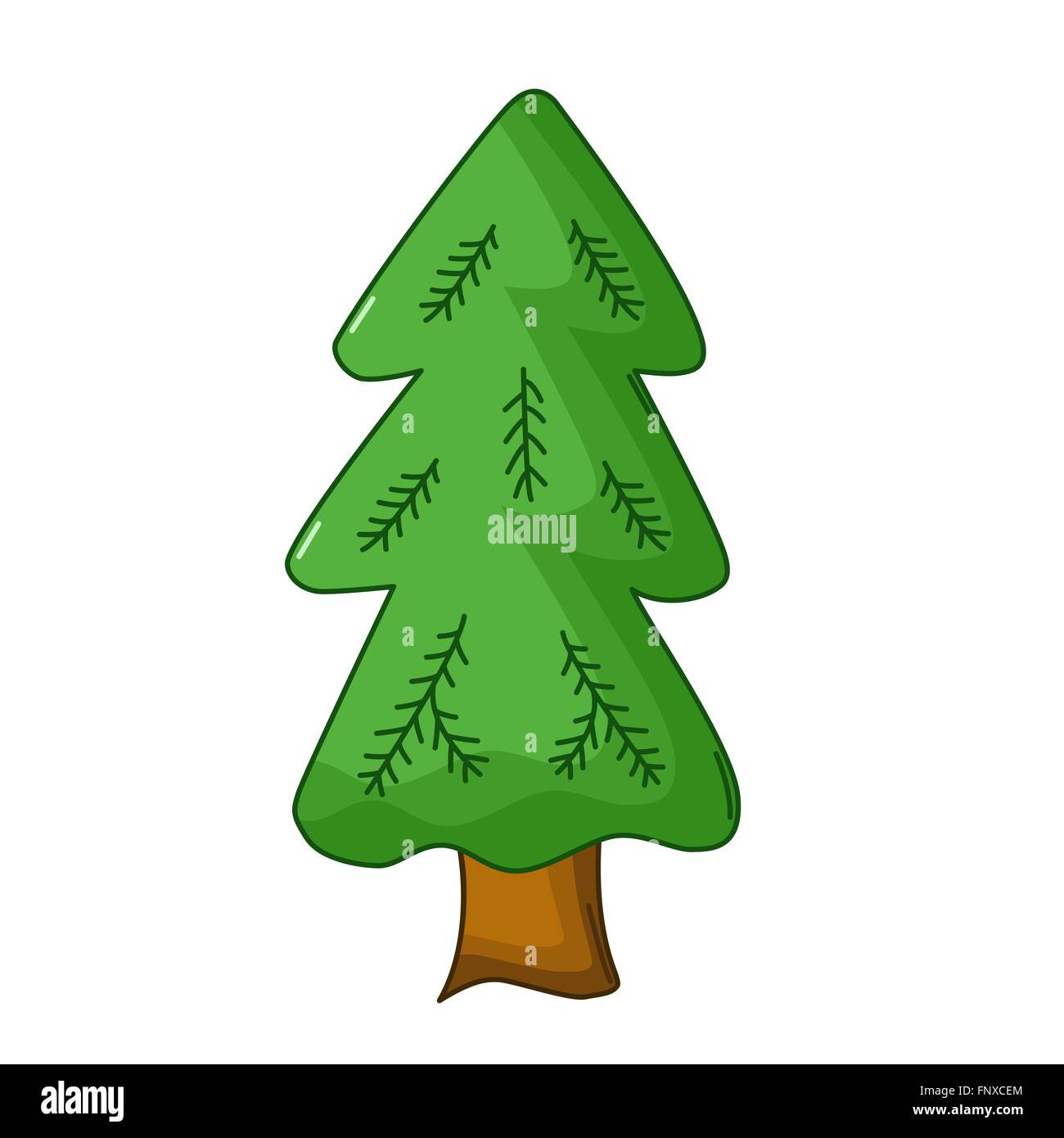 Spruce tree icon in cartoon style isolated on white background Stock