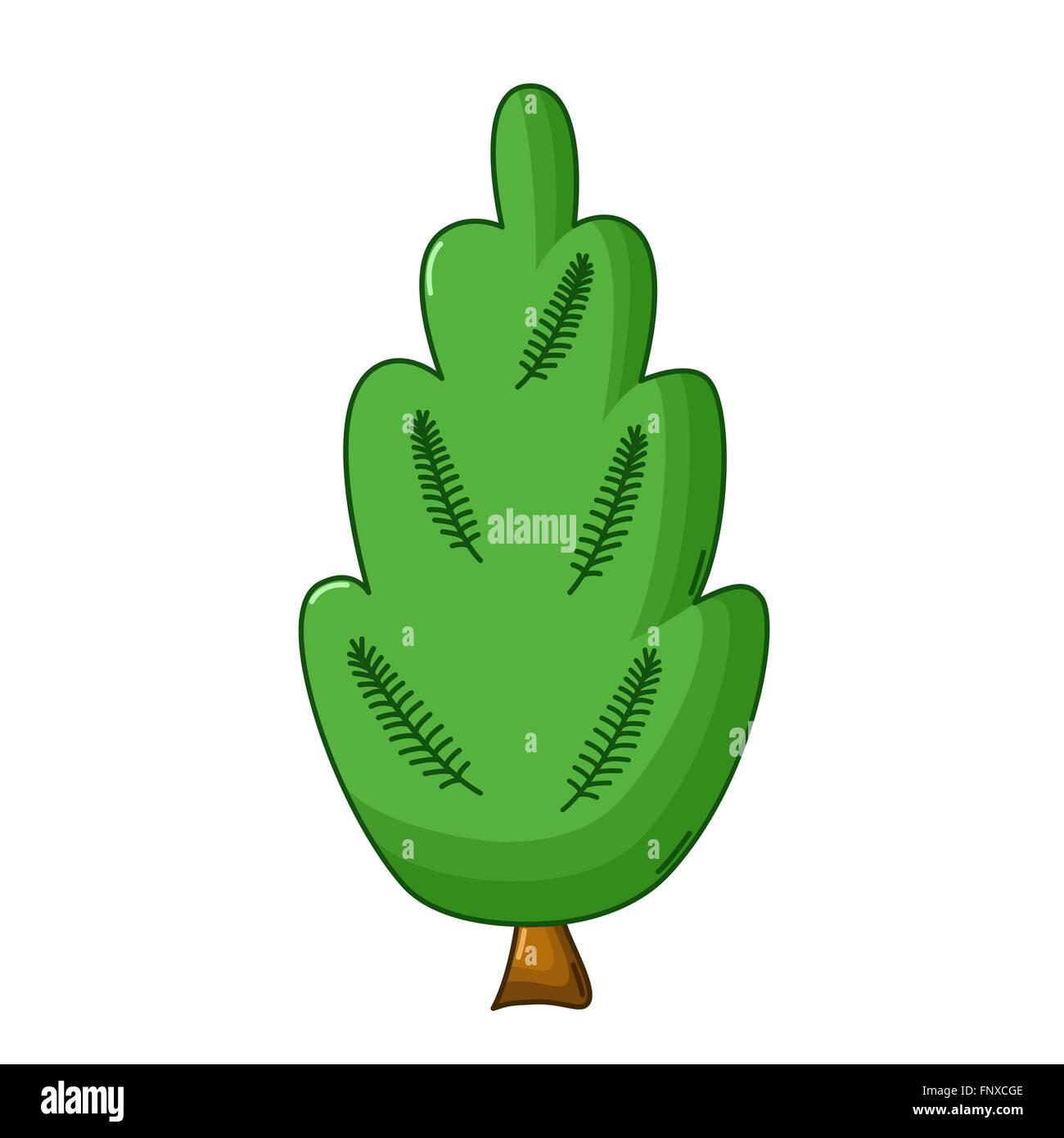 Juniper tree icon in cartoon style isolated on white background Stock