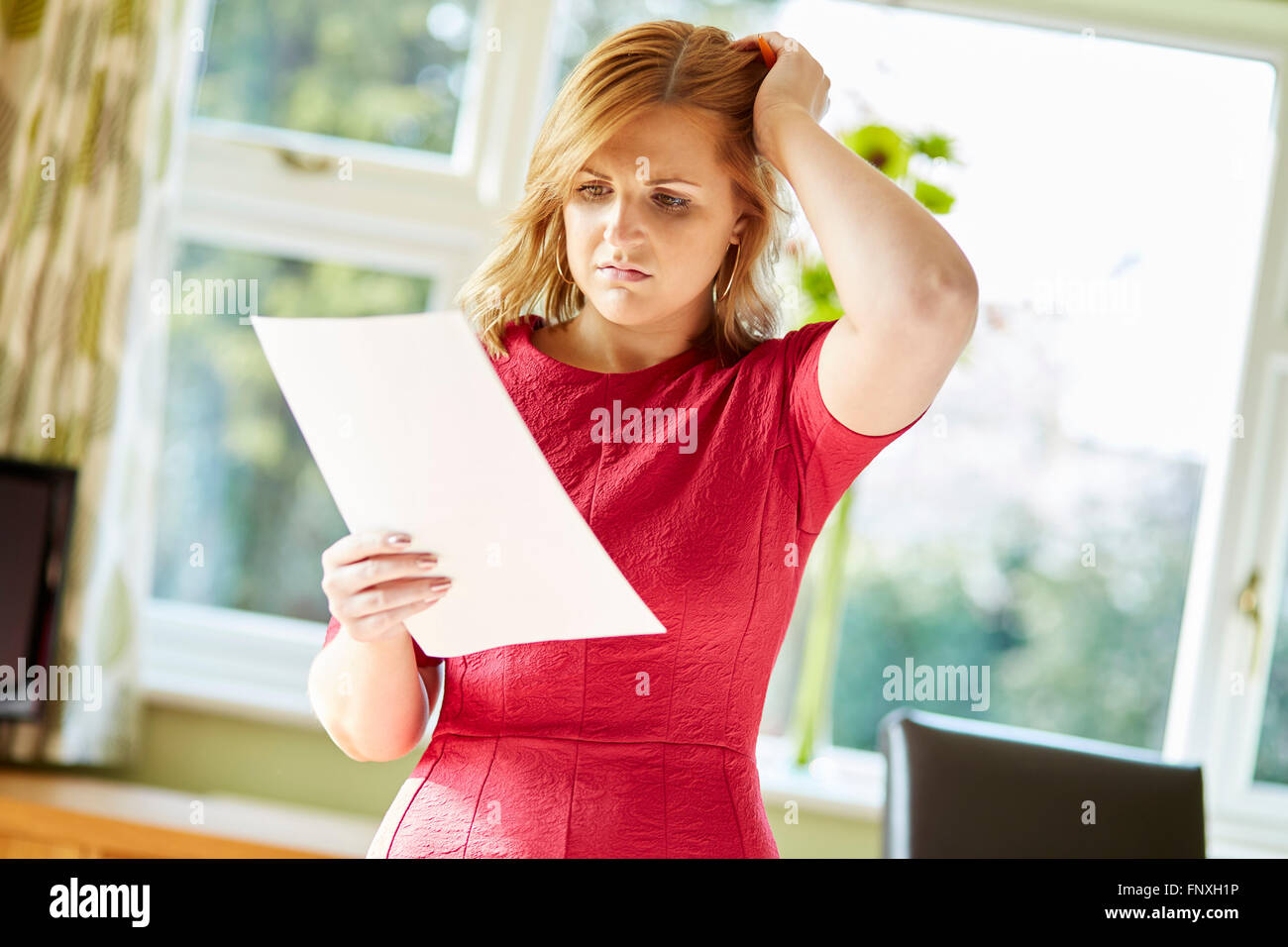 woman checking accounts Stock Photo