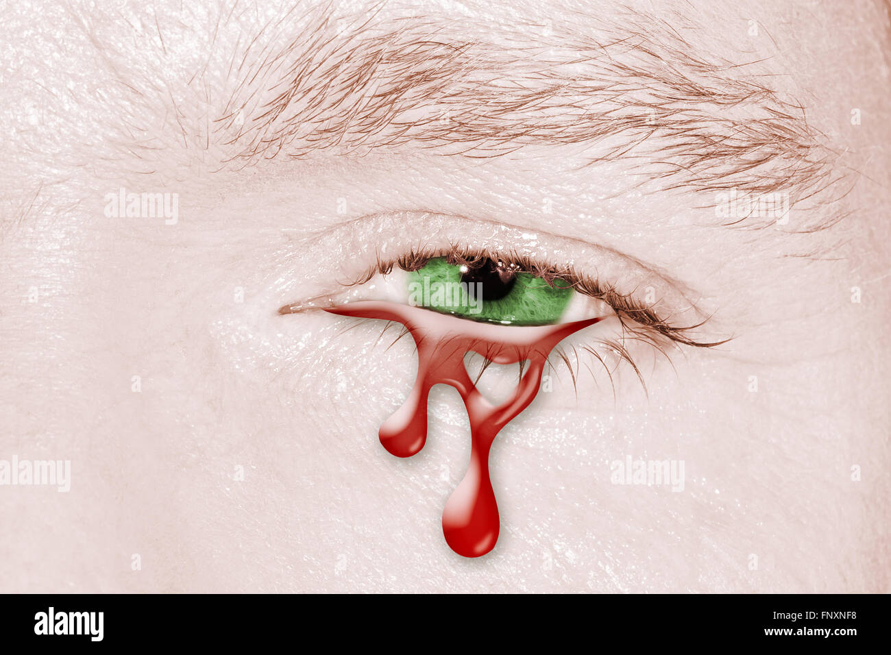 Blood Crying eye Stock Photo - Alamy