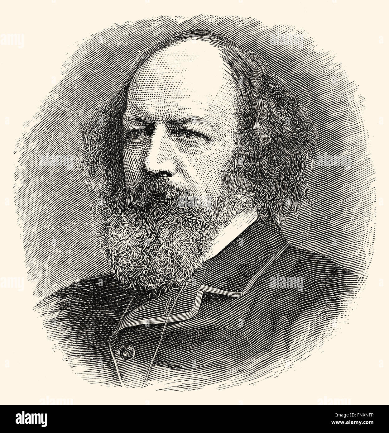 Alfred Tennyson, 1st Baron Tennyson, 1809-1892, a British poet of the Victorian era Stock Photo