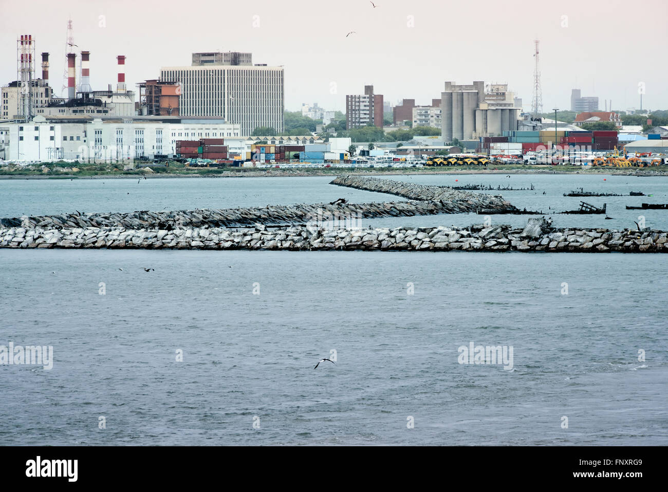 View to the port of Montevideo, Uruguay Stock Photo