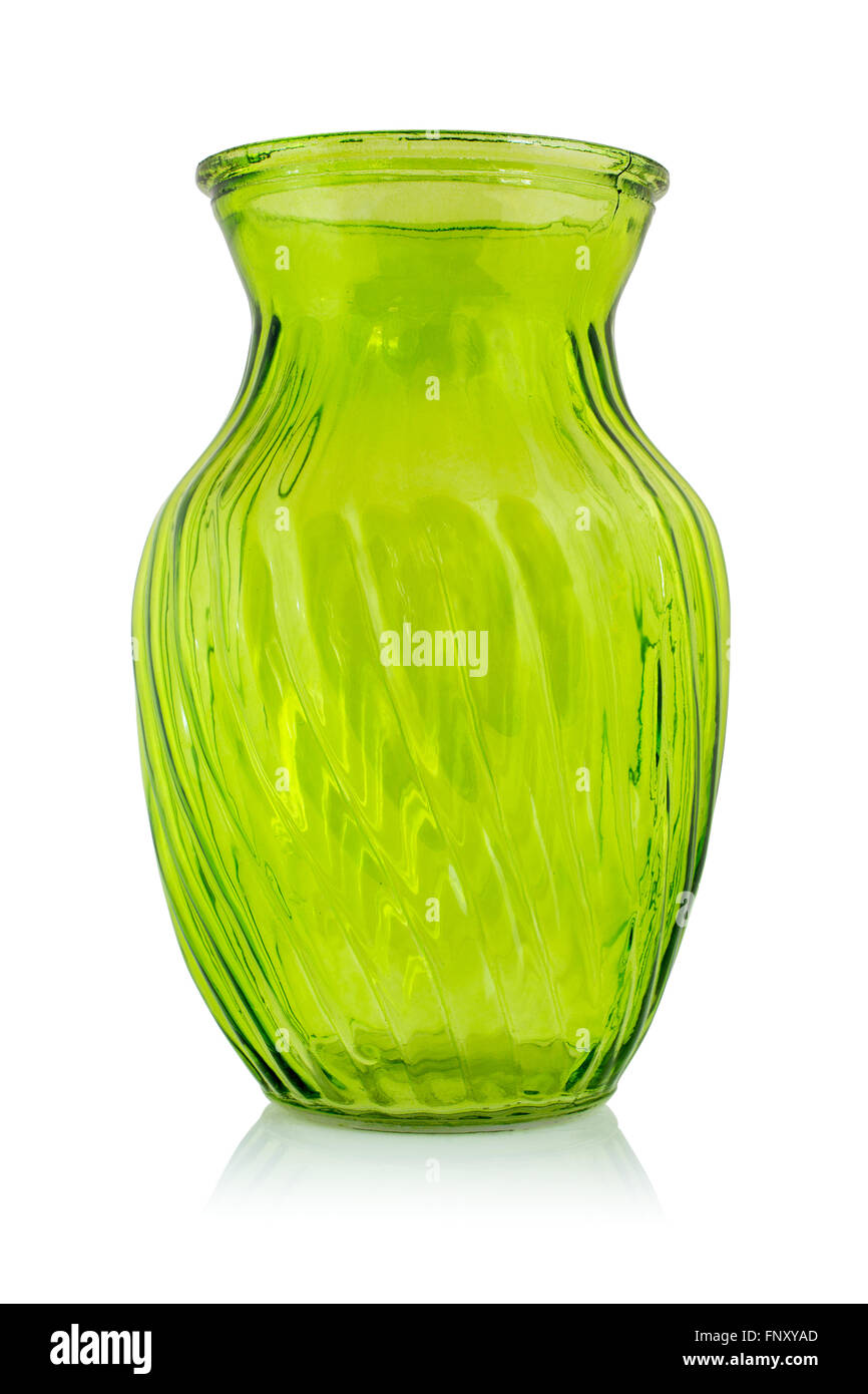 Green glass vase isolated on a white background Stock Photo - Alamy
