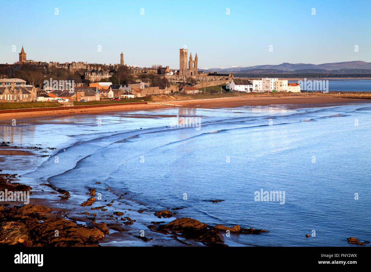 East Sands and St Andrews from the Fife Coast Path Fife Scotland Stock
