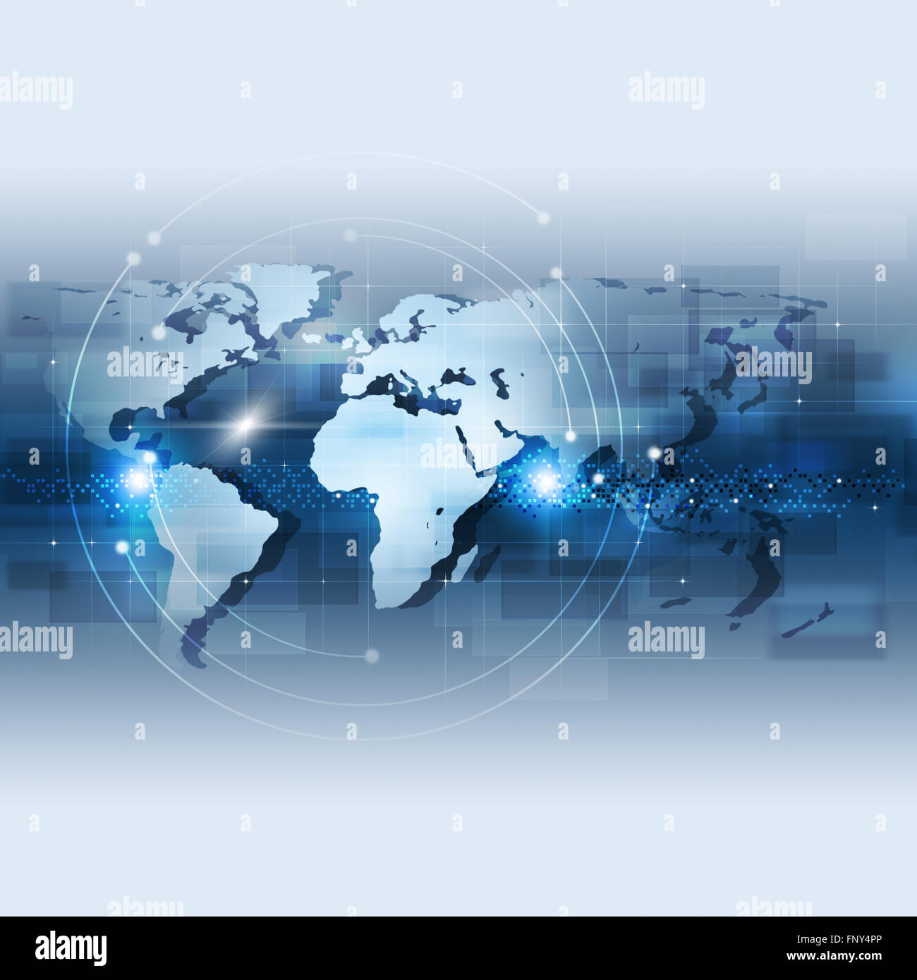abstract technology global network connection concept blue background Stock Photo