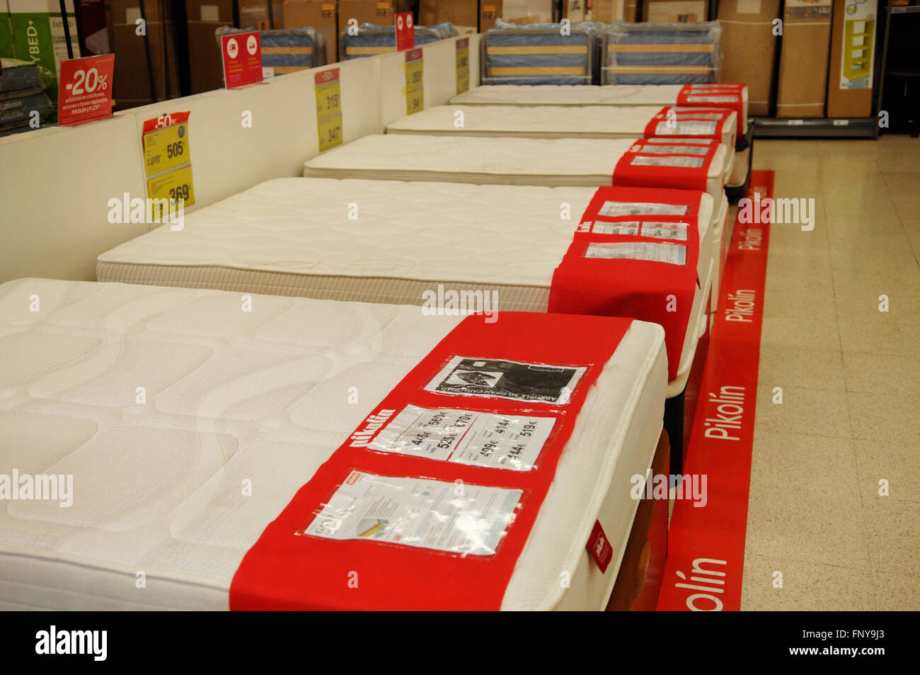 Carrefour Hypermarket selling beds in Malaga Spain Stock Photo Alamy