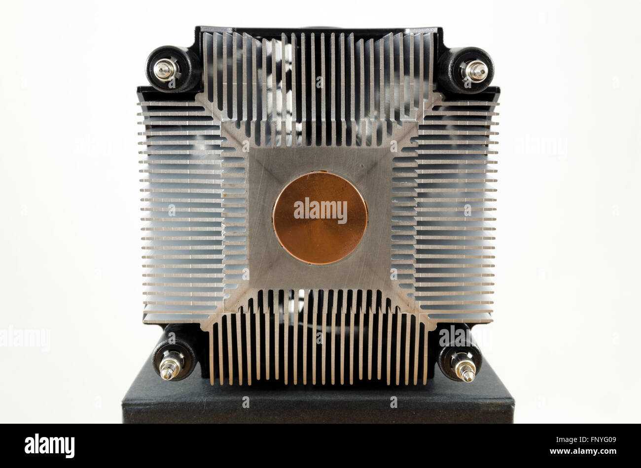 Common heatsink for a computer processor showing the contact surface