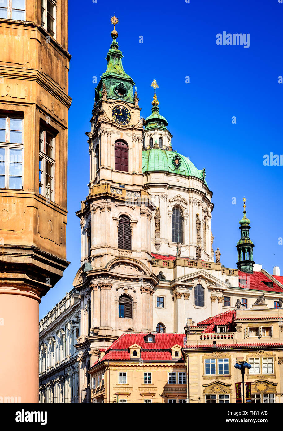 Prague, Czech Republic. St. Nicolas Church in Mala Strana district of Praha, Bohemia capital. Stock Photo