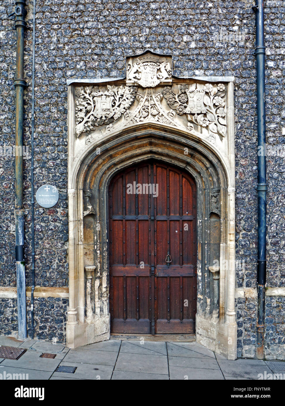 The Bassingham Gate in the south side of the Guildhall in Norwich, Norfolk, England, United Kingdom. Stock Photo