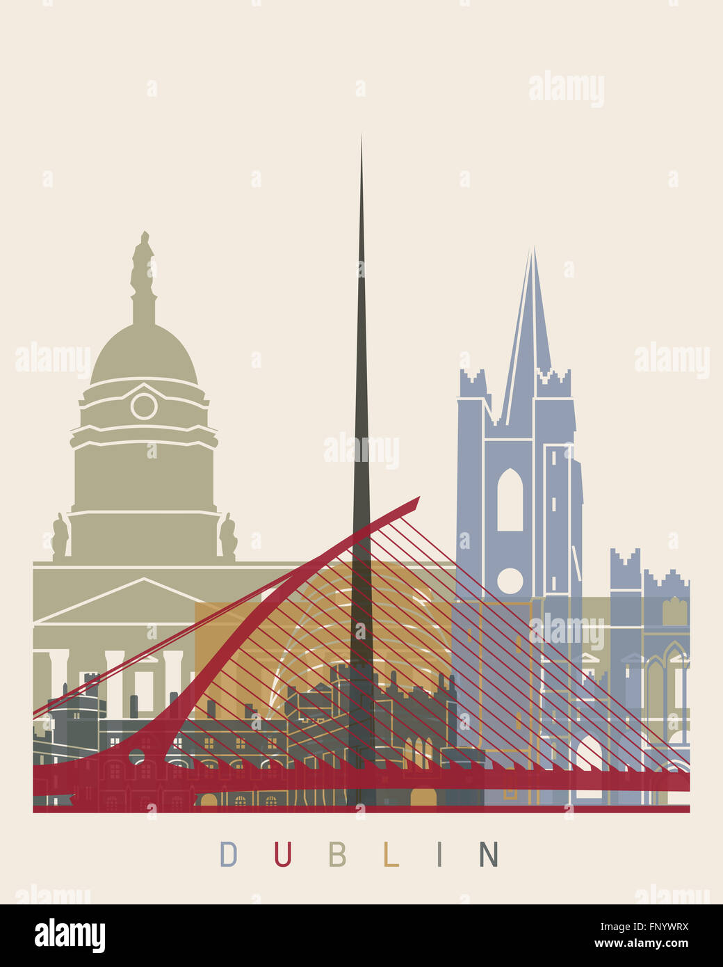 Dublin skyline poster in editable vector file Stock Photo Alamy