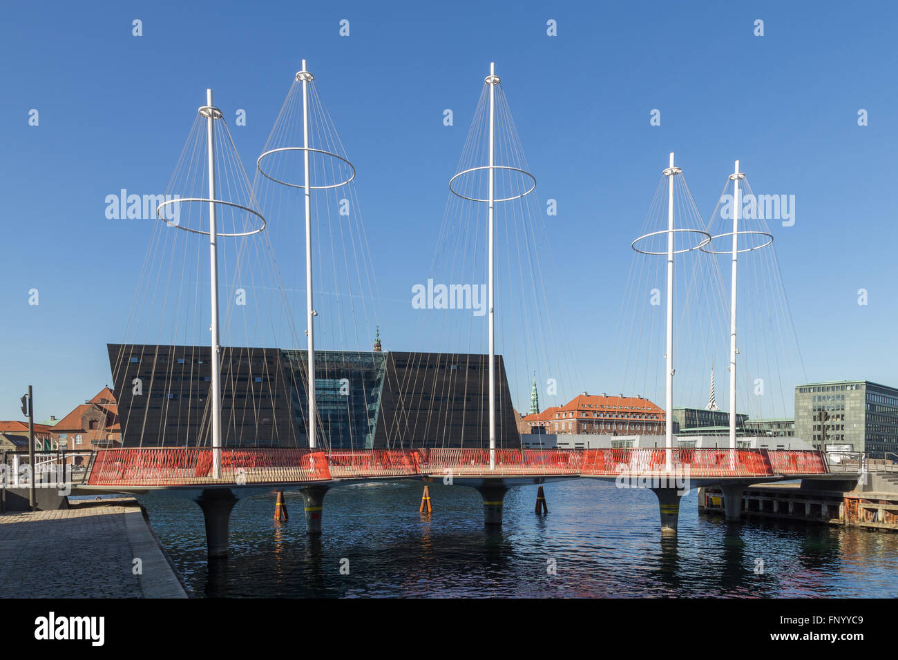 Photograph of the modern Circle Bridge in Copenhagen, Denmark. Stock Photo