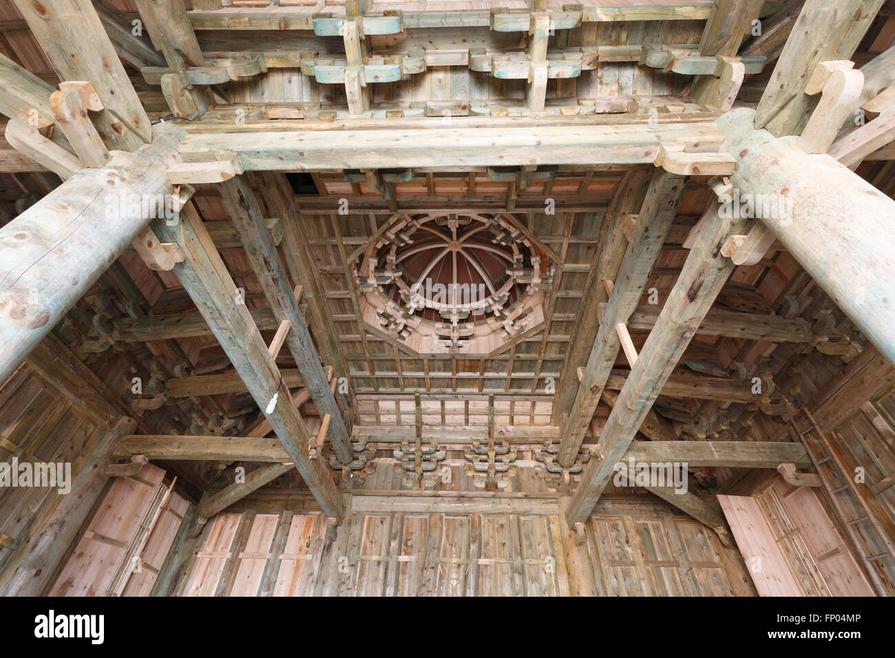 Classical building structure in ancient China  Bagua (Eight Diagrams) sunk panel (caisson ceiling) Stock Photo