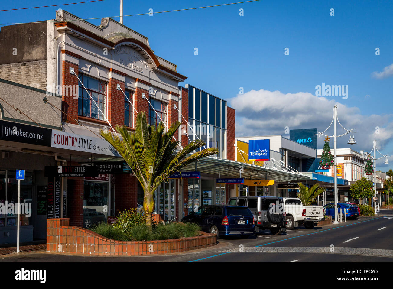 A Street In The Town Of Pukekohe, North Island, New Zealand Stock Photo