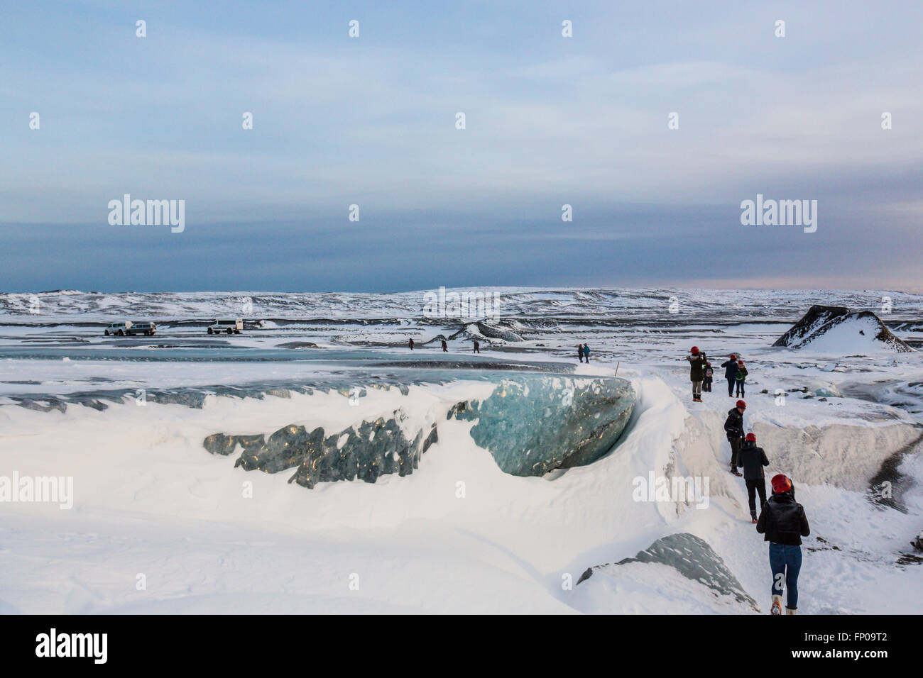 People on a glacier, Vatnajökull Nationalpark, Glacier, Iceland Stock Photo