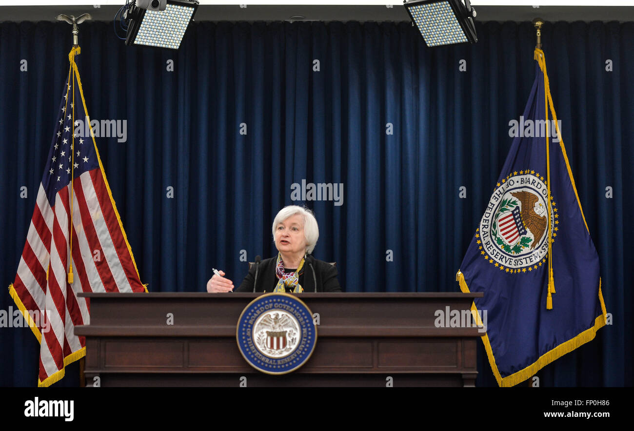 Washington, DC, USA. 16th Mar, 2016. U.S. Federal Reserve Chair