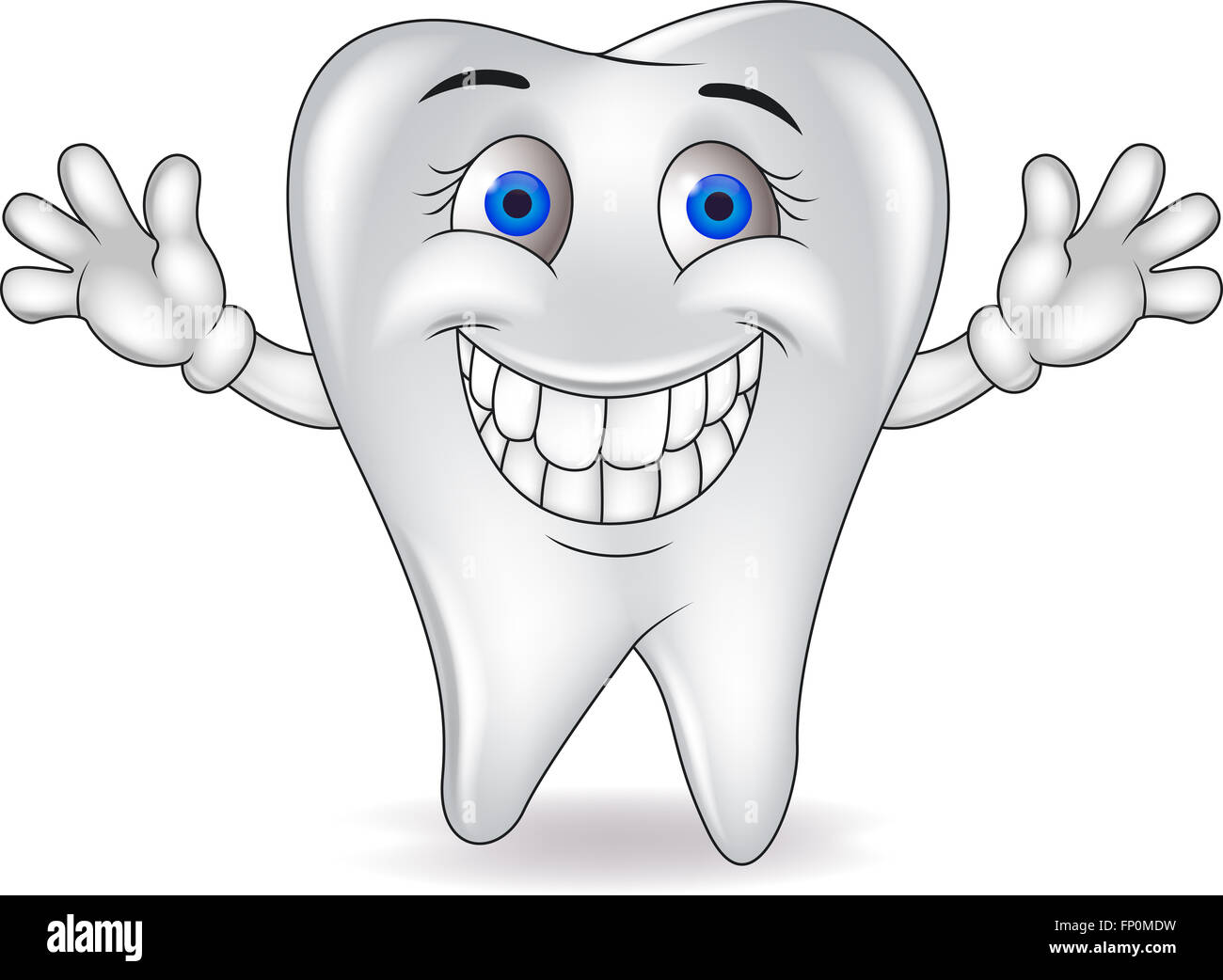 Happy tooth isolated on white background. smile tooth character Stock Photo