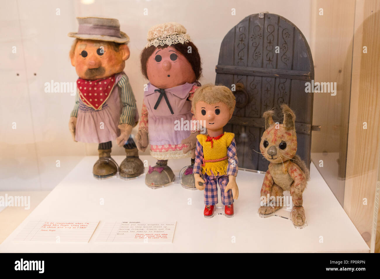London, UK. 17th March 2016. The Pogles figures seen on display during a press view of 'The Clangers, Bagpuss & Co.' at the V&A Museum of Childhood in Bethnal Green, London.  The free exhibition runs from 19 March to 9 October 2016 Credit:  London pix/Alamy Live News Stock Photo