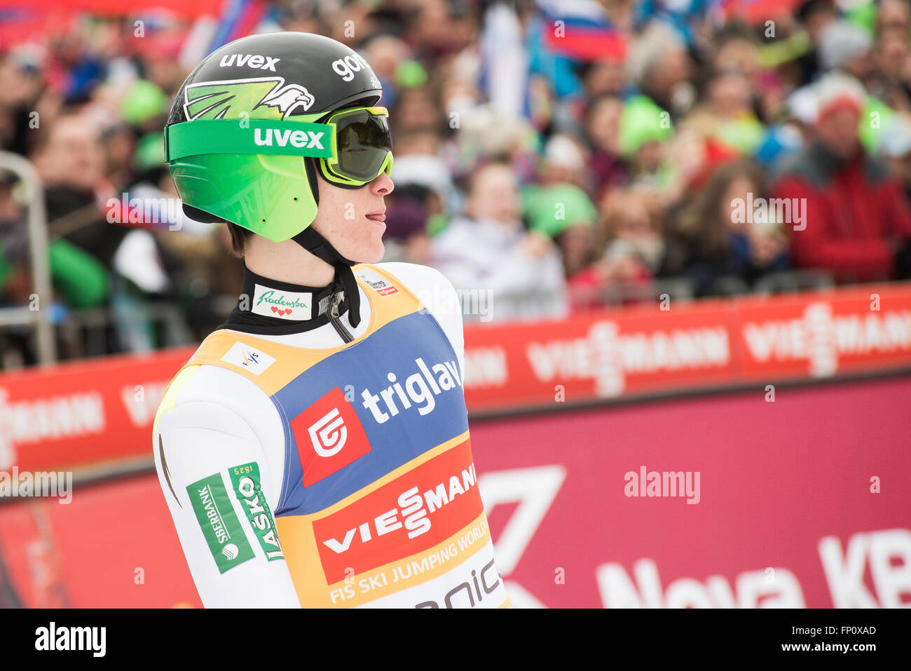 Planica, Slovenia. 17th Mar, 2016. Peter Prevc of Slovenia at the Planica FIS Ski Jumping World Cup final on the March 17, 2016 in Planica, Slovenia. © Rok Rakun/Pacific Press/Alamy Live News Stock Photo