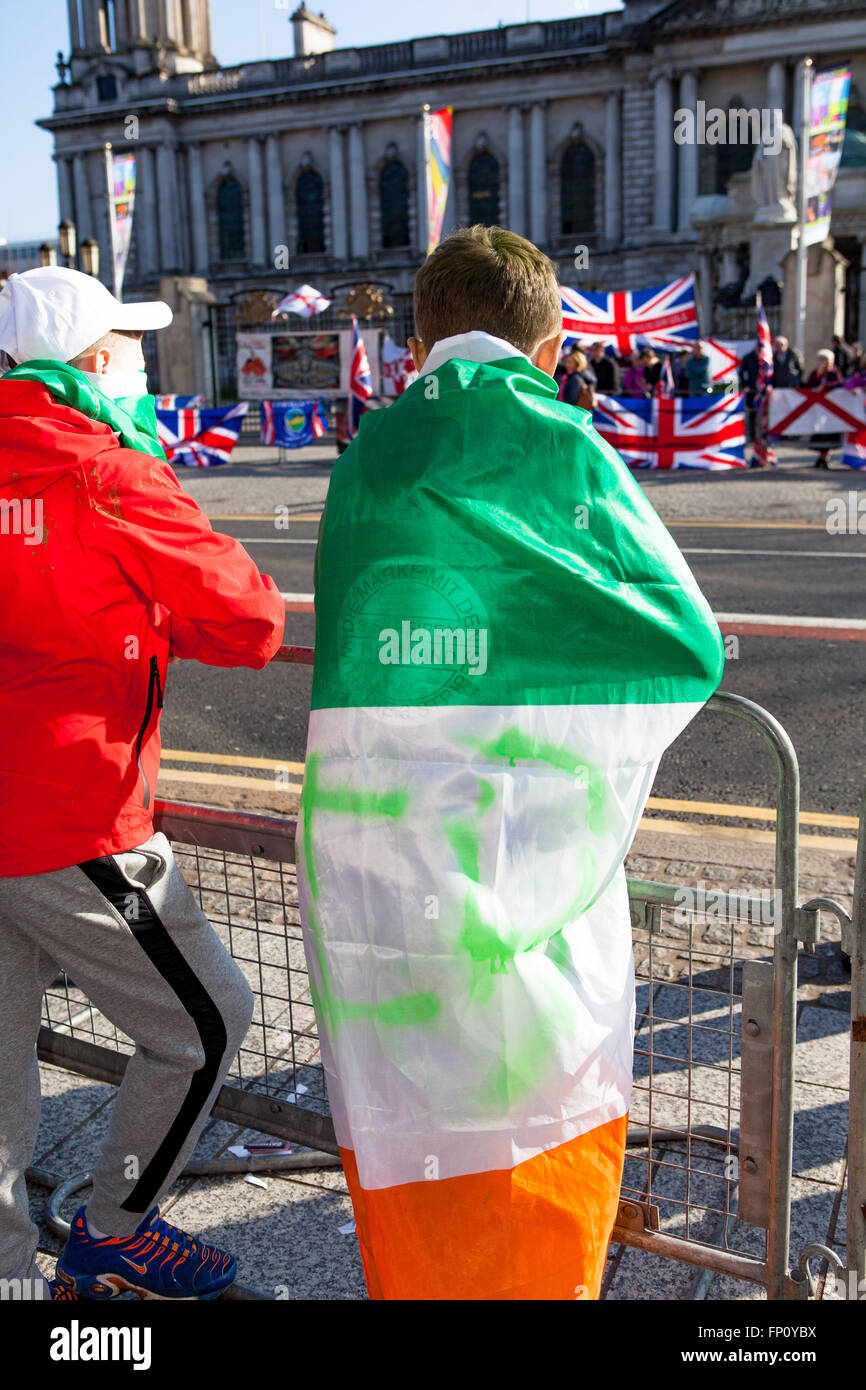Belfast, Ireland 17th March. A Union Flag Protest outside Belfast City