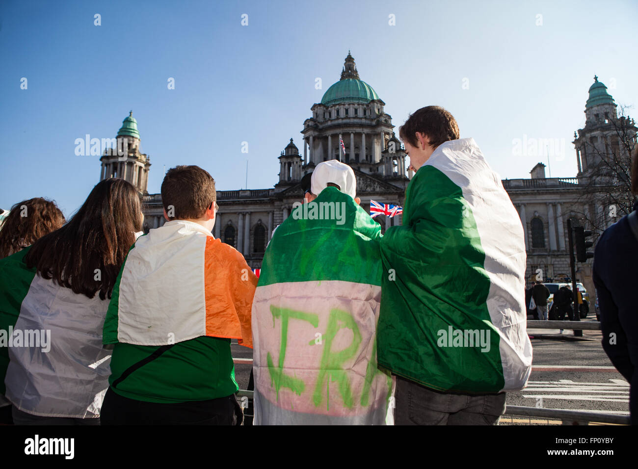 Belfast, Ireland 17th March. A Union Flag Protest outside Belfast City