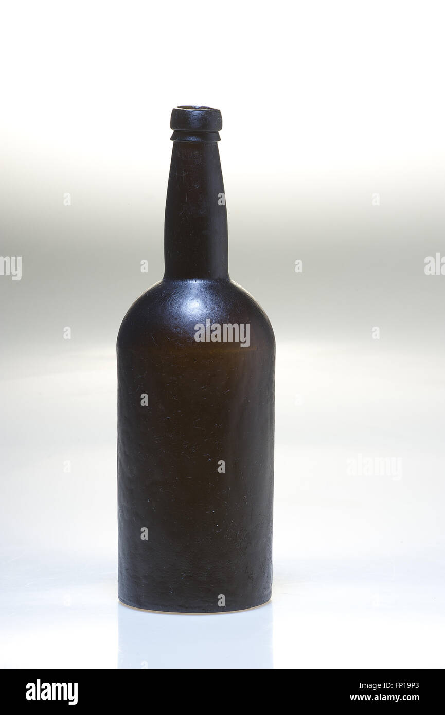Black Glass Bottle Stock Photo