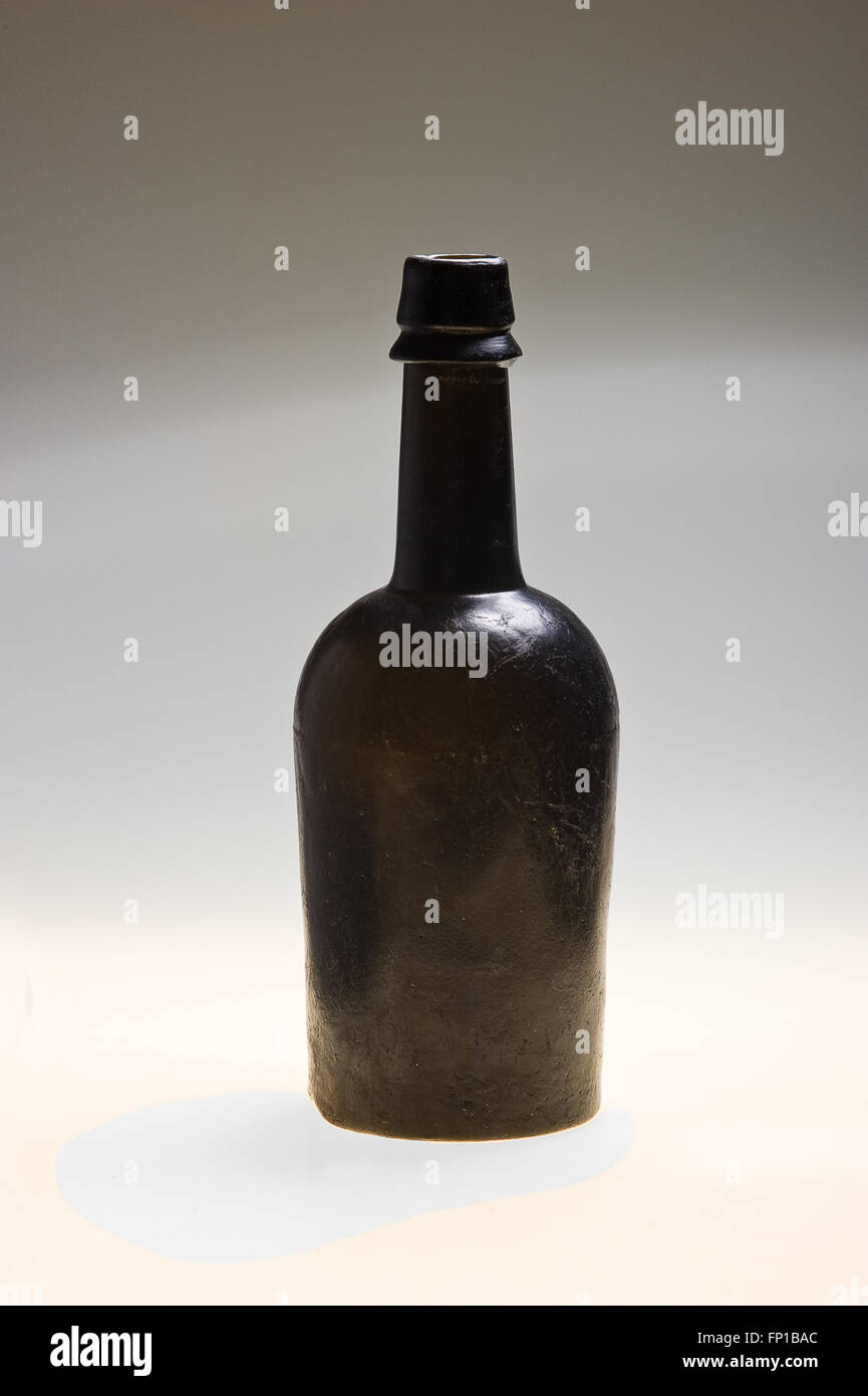 Black Glass Bottle Stock Photo