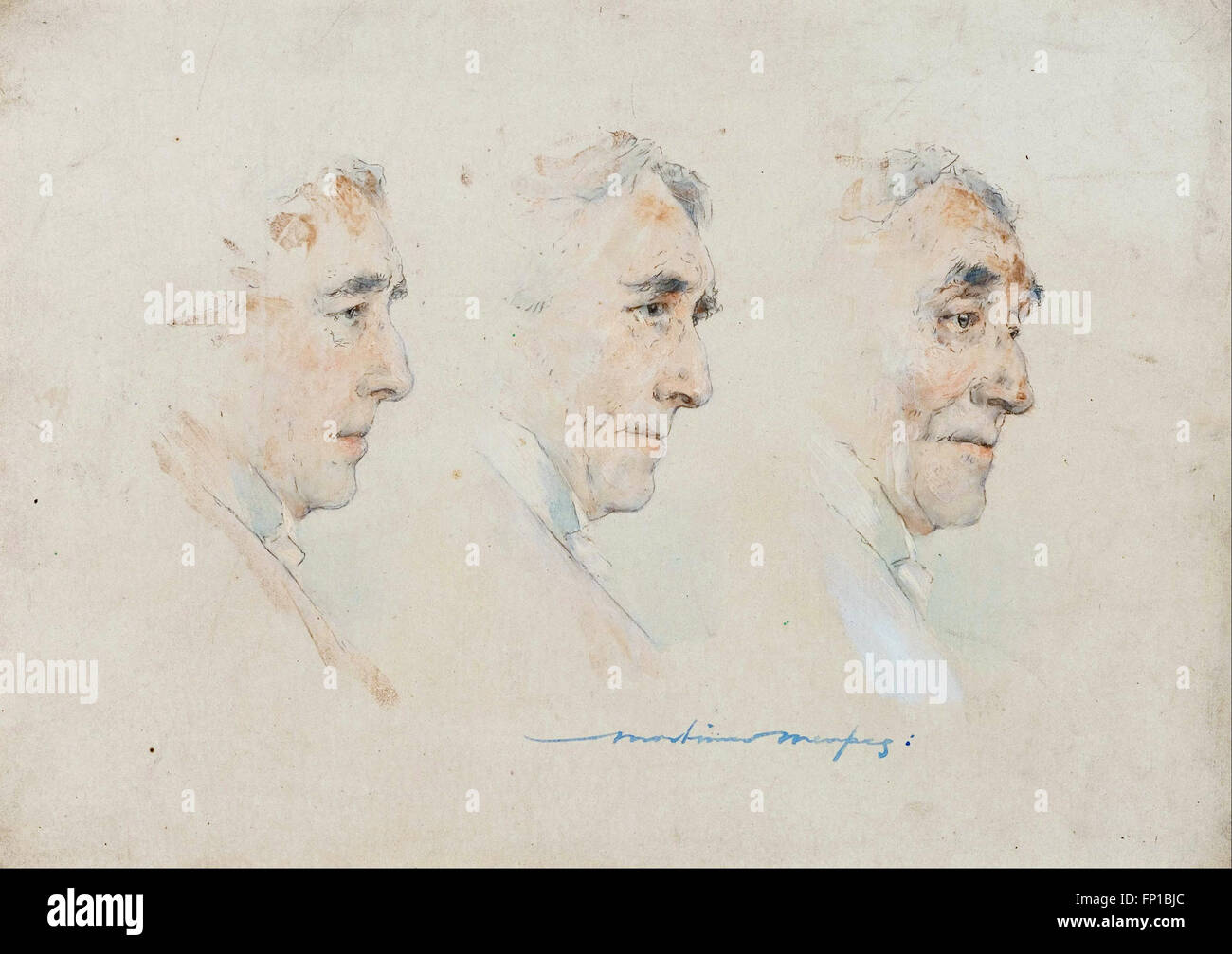 Mortimer Menpes - Triple portrait of Sir Henry Irving Stock Photo