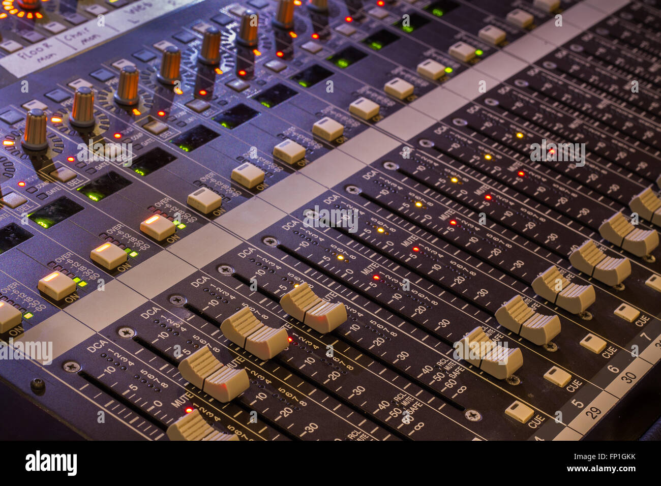 An audio board used in large live productions Stock Photo Alamy