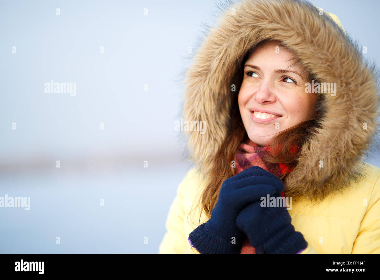 Beautiful winter portrait of young woman Stock Photo - Alamy