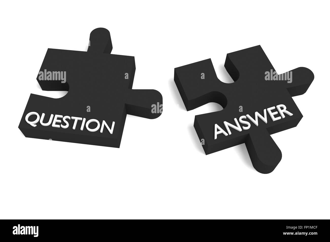 Black puzzle, question and answer Stock Photo