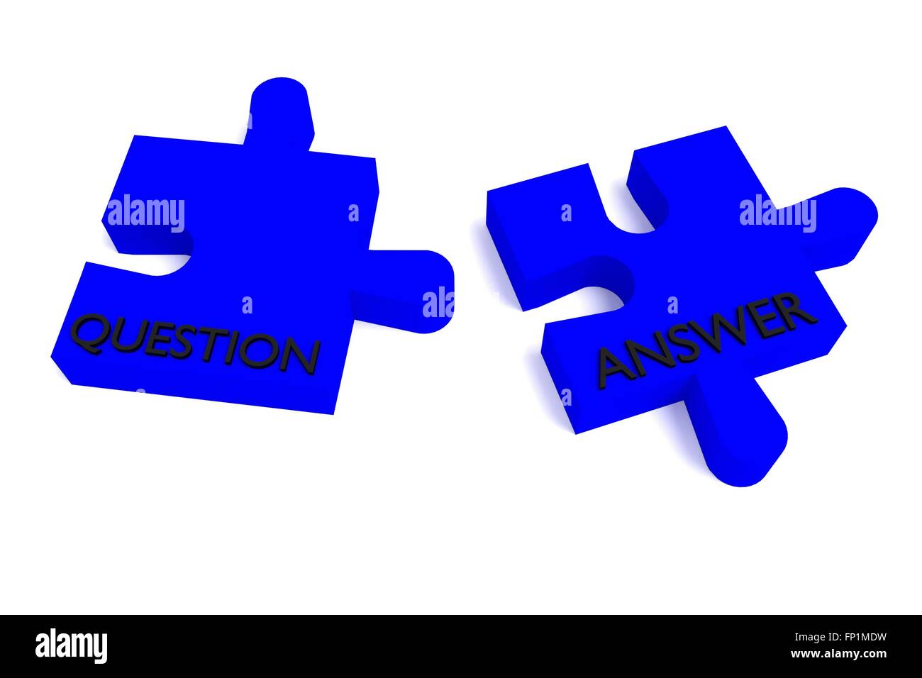 Blue puzzle, question and answer Stock Photo - Alamy