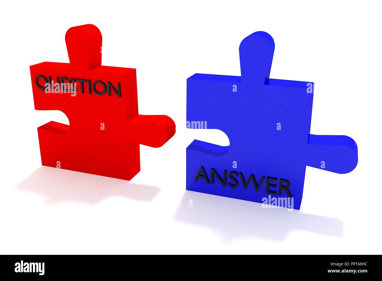 Red and blue puzzle, question and answer Stock Photo Alamy
