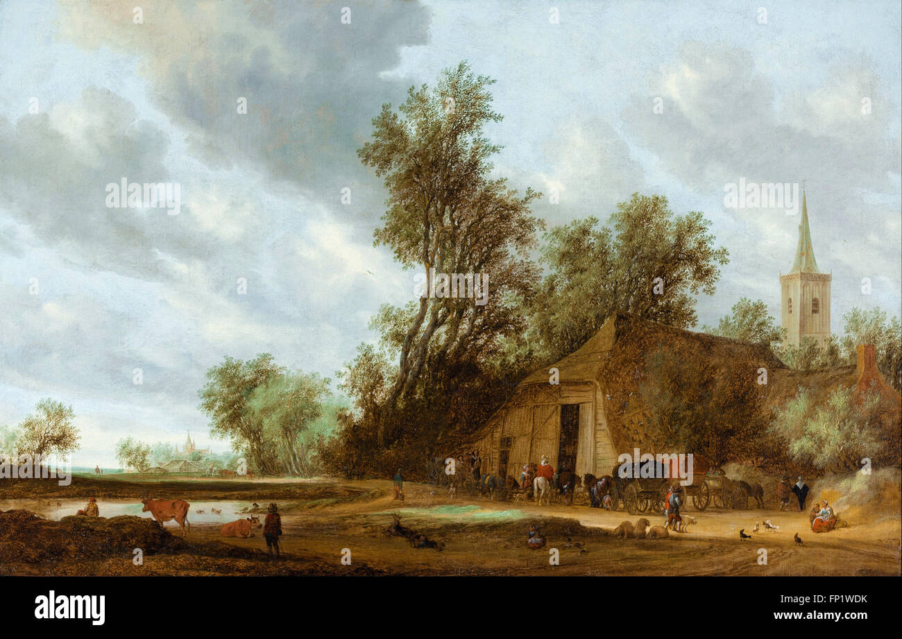 Salomon van Ruysdael - The halt at the inn Stock Photo