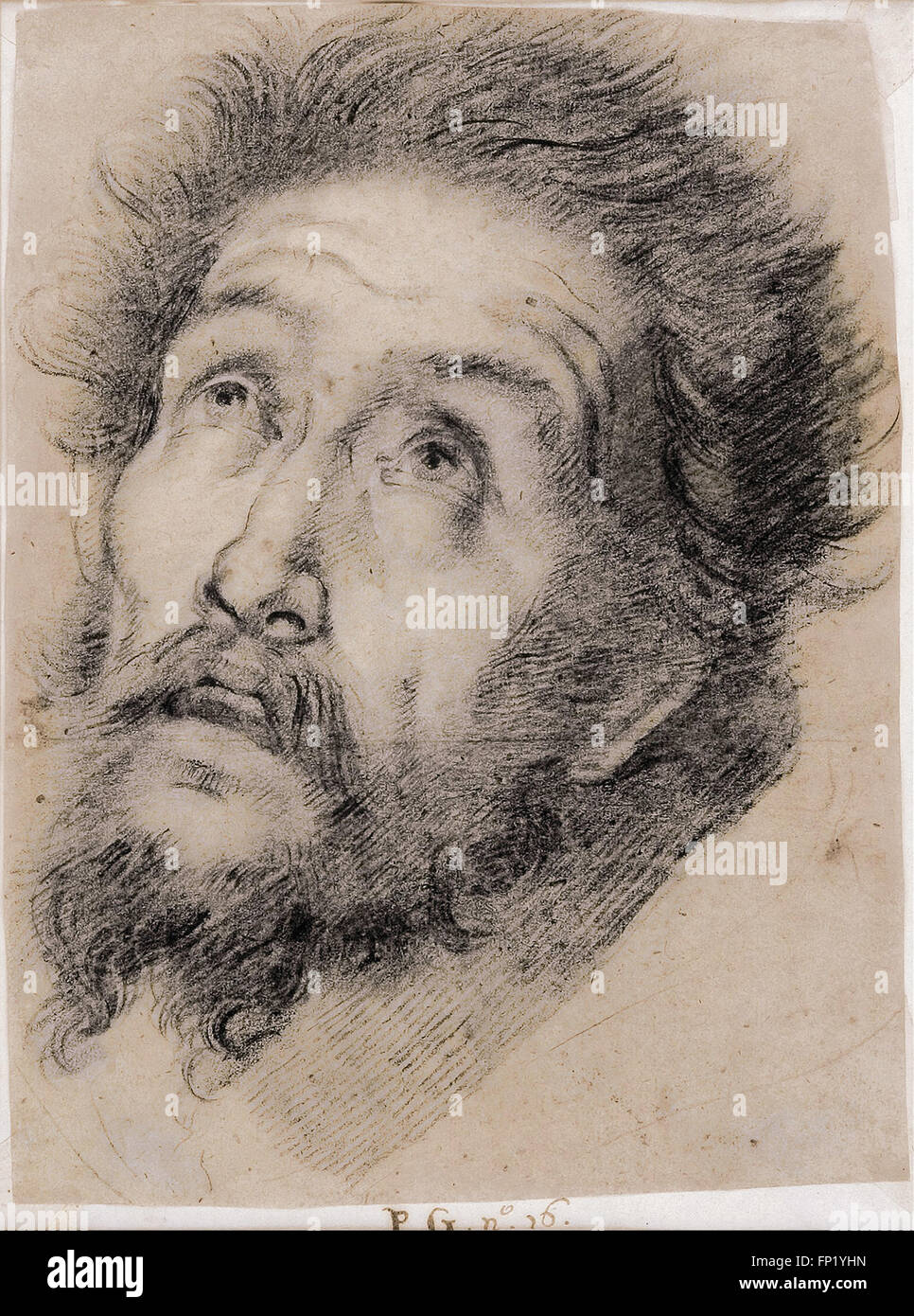 Bernardo Strozzi - Study for St Francis of Assisi adoring the cross Stock Photo