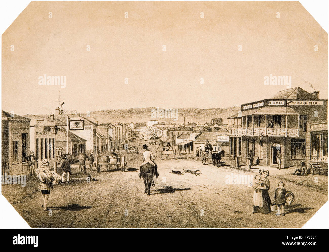 S. T. Gill - Views in Adelaide No. 2. Hindley Street looking East Stock Photo