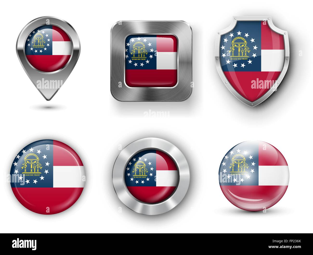 USA State Flag Badges Stock Vector