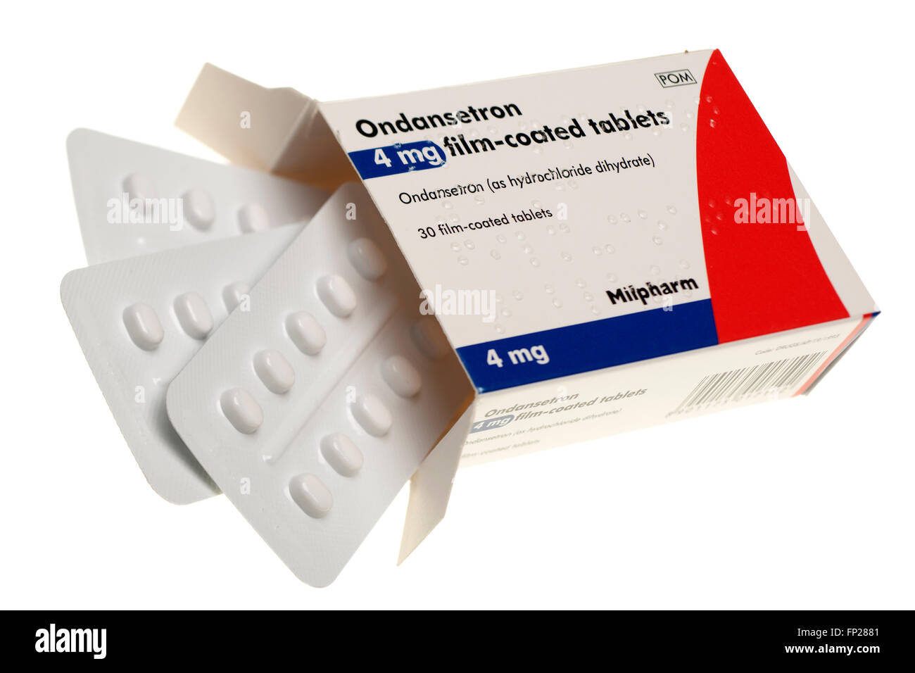 Box of 30 film-coated Milpharm Ondansetron 4mg tablets Stock Photo - Alamy
