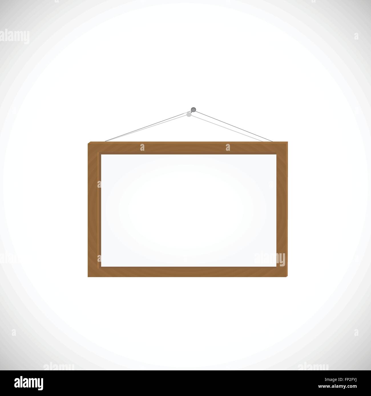 Illustration of a hanging wooden frame isolated on a white background