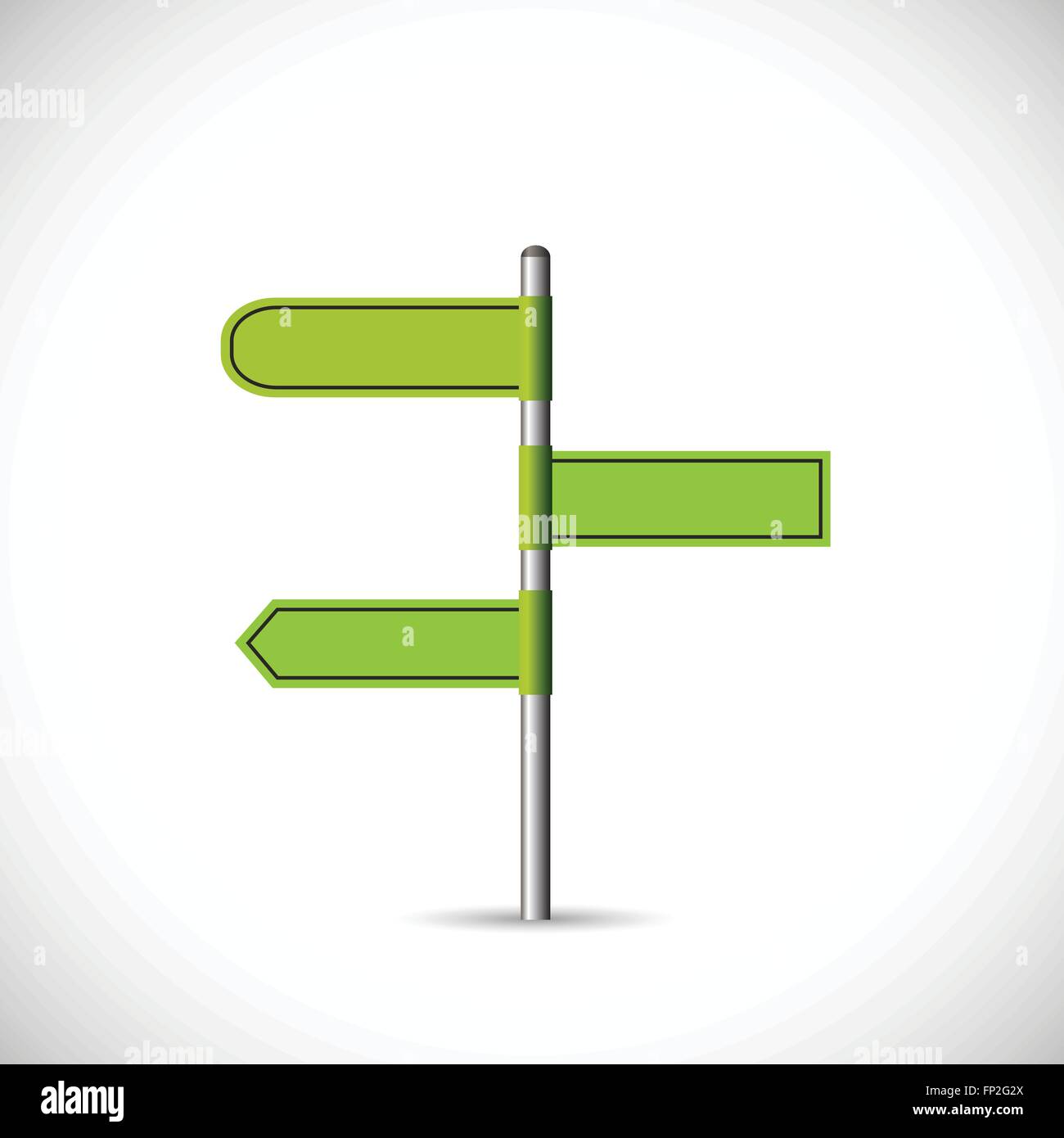 Illustration of a blank green signpost isolated on a white background. Stock Vector