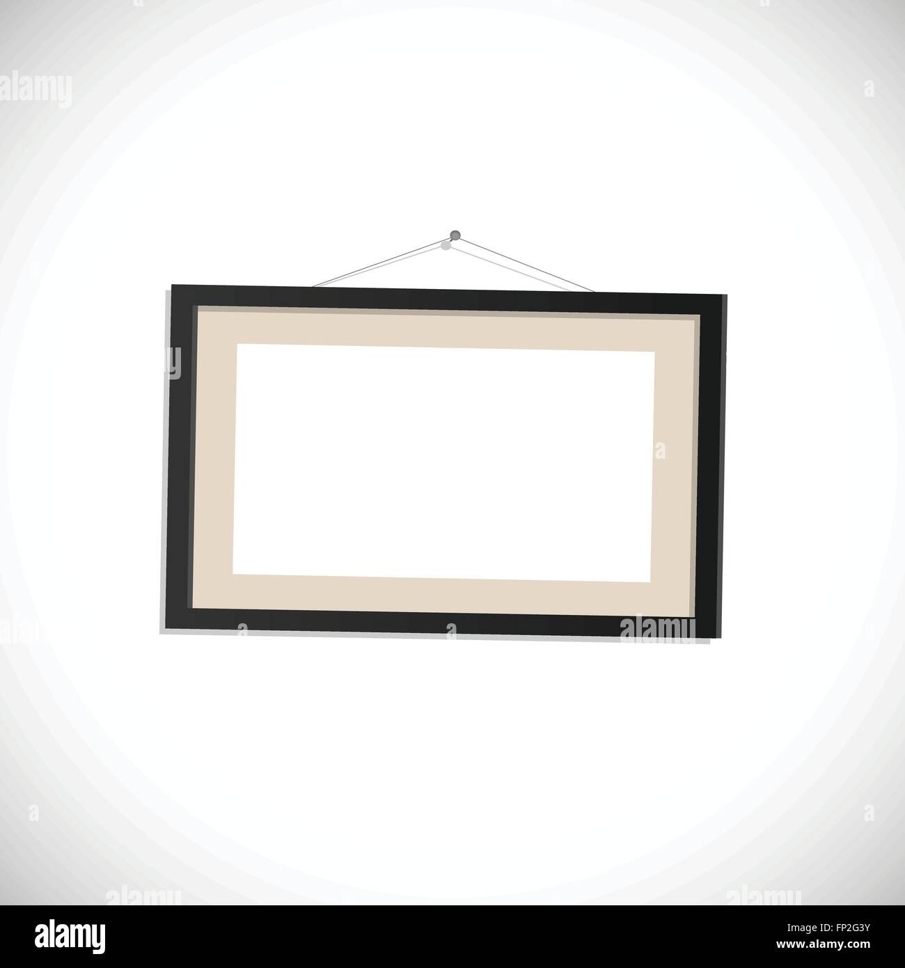 Illustration of a hanging picture frame isolated on a white background. Stock Vector