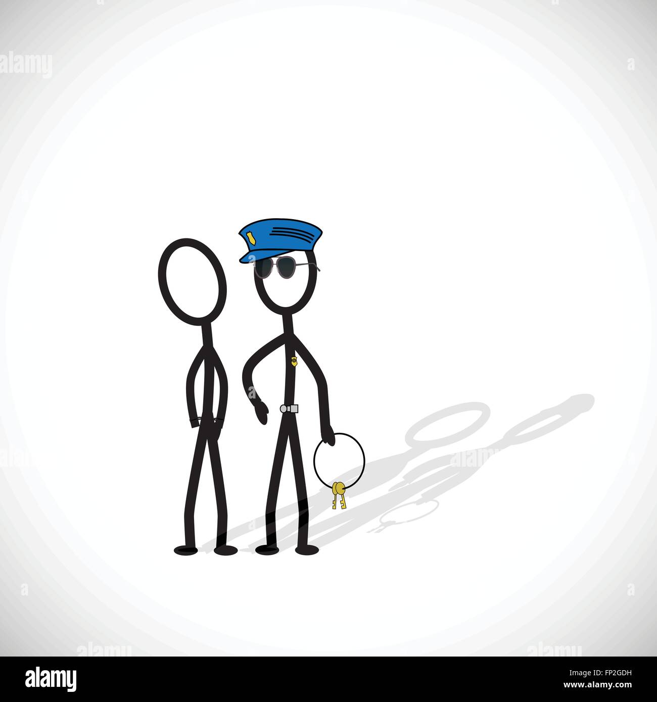 Illustration of police making an arrest on a white background. Stock Vector