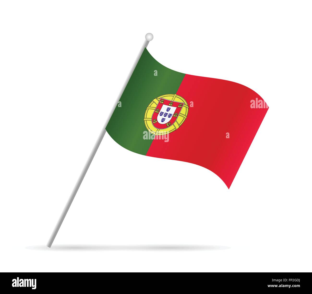 Illustration of a flag from Portugal isolated on a white background. Stock Vector