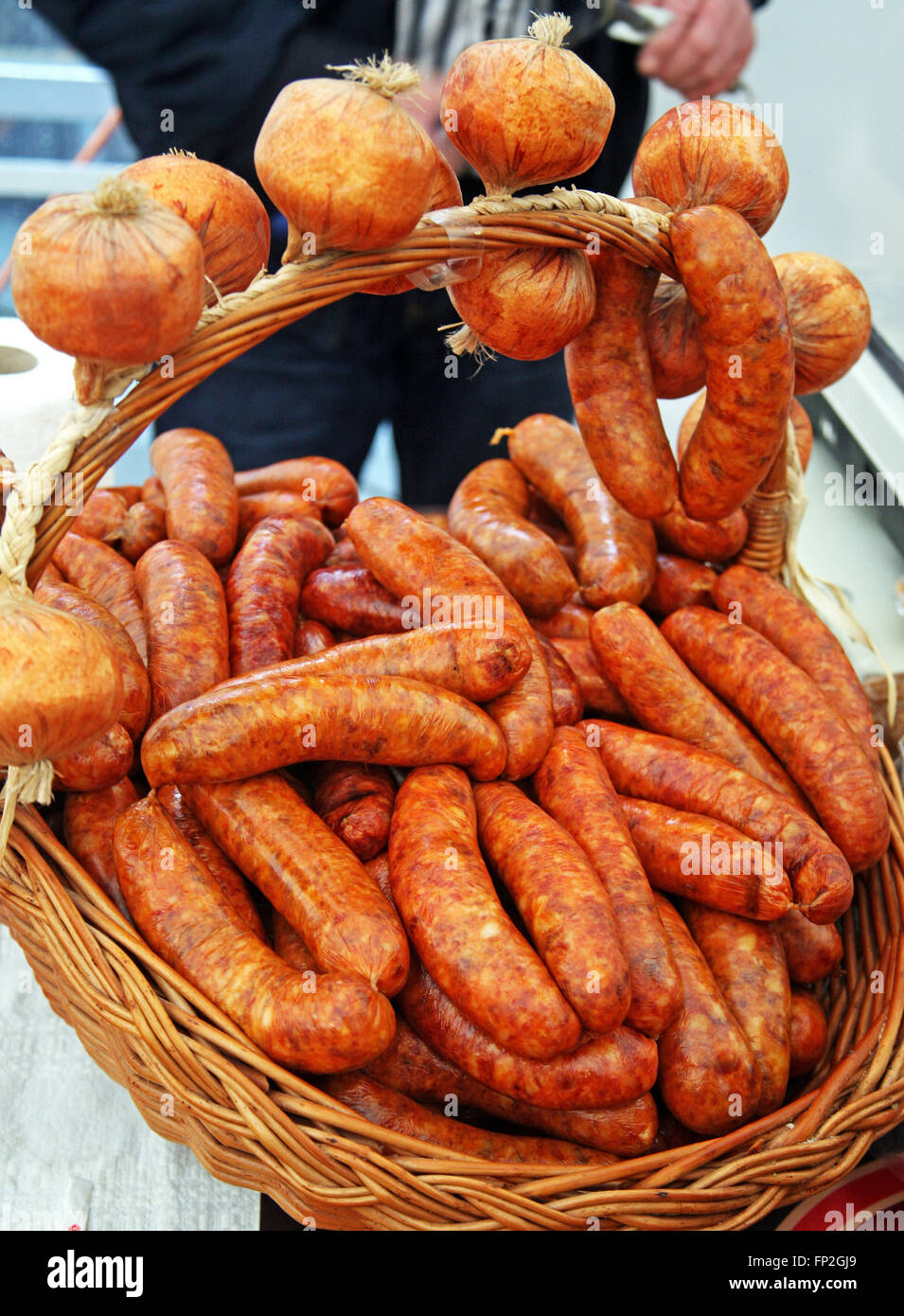 Fair 'Products of Croatian Village',sausages,2,Zagreb,Croatia,EU,2016. Stock Photo