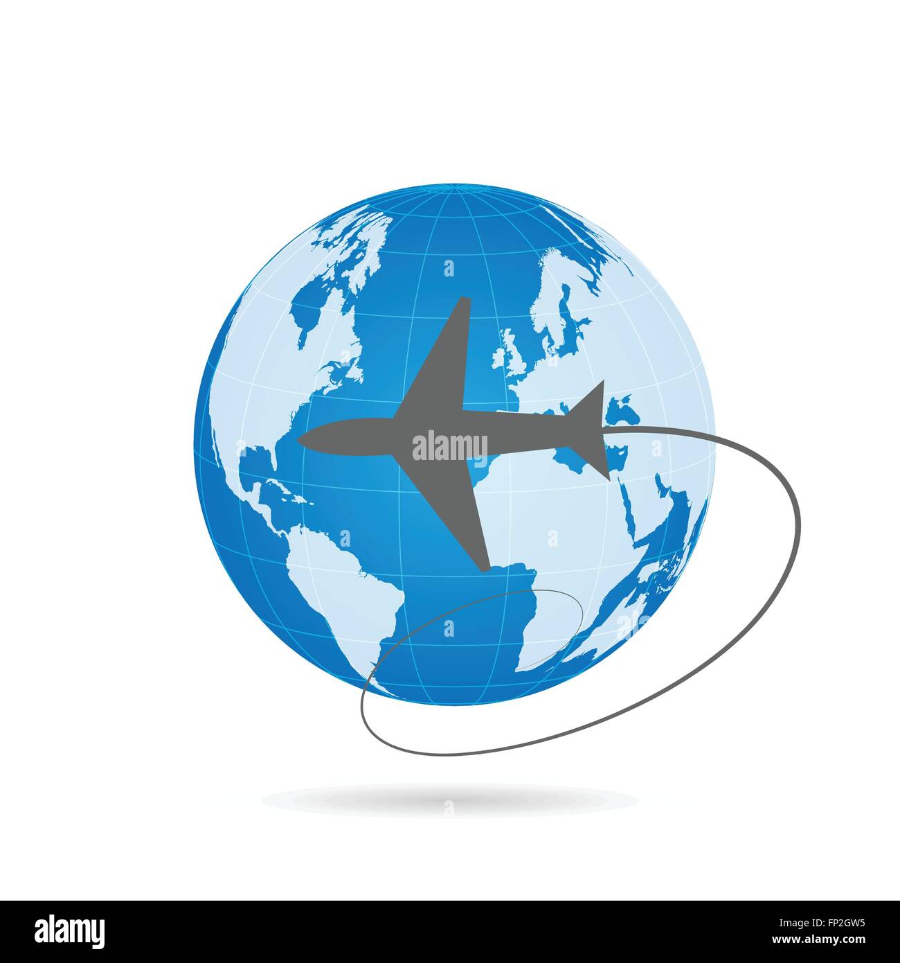 Illustration of a world globe and airplane isolated on a white ...